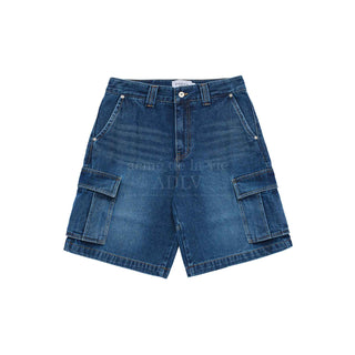CARGO POCKET DENIM SHORT PANTS BLUE