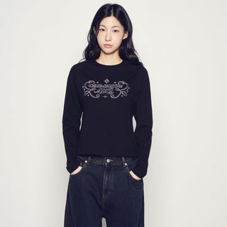 WOMAN PRINCESS FONT LONG SLEEVE T-SHIRT BLACK
