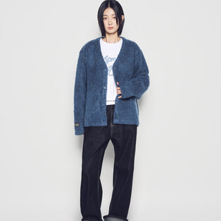 V NECK SOLID CARDIGAN BLUE