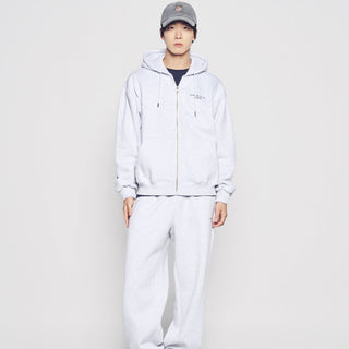 BASIC LOGO NAPPING HOODIE ZIP UP MELANGE