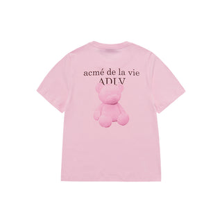 WOMAN FUZZY BEAR SHORT SLEEVE T-SHIRT LIGHT PINK