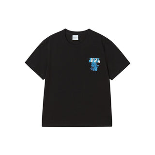 WOMAN FUZZY FONT DRAGON SHORT SLEEVE T-SHIRT BLACK