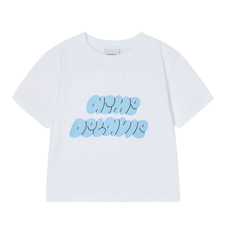 WOMAN CLOUD FONT CROP SHORT SLEEVE T-SHIRT WHITE