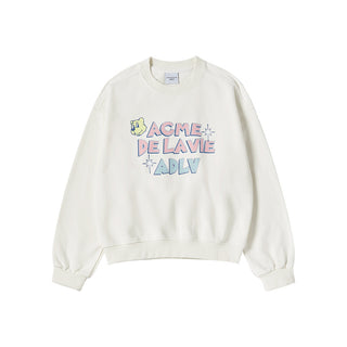 WOMAN AC BEAR CANDY CROP SWEATSHIRT CREAM
