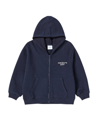 KIDS BORDER LINE BASIC LOGO HOODIE ZIP UP DARK NAVY