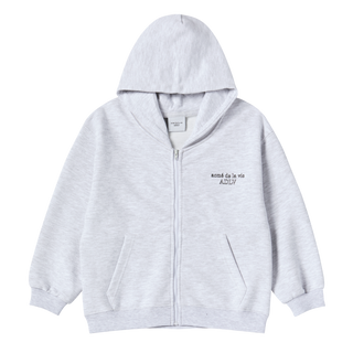 KIDS BORDER LINE BASIC LOGO HOODIE ZIP UP MELANGE