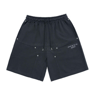 BASIC LOGO NEEDLEWORK SHORT PANTS CHARCOAL