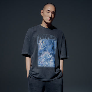 MOBILE SUIT GUNDAM OPERATION V PIGMENT WASHING SHORT SLEEVE T-SHIRT CHARCOAL