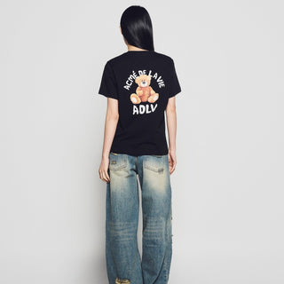 WOMAN TEDDY BEAR (BEAR DOLL) SHORT SLEEVE T-SHIRT BLACK