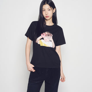 WOMAN ADLV BABY FACE DONUTS 1 SHORT SLEEVE T-SHIRT BLACK
