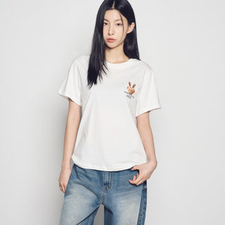 WOMAN RABBIT BEAR DOLL LOGO SHORT SLEEVE T-SHIRT CREAM