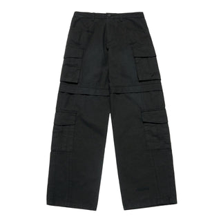 DAMAGE WASHED WIDE CARGO PANTS BLACK
