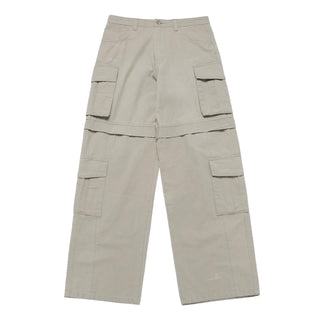 DAMAGE WASHED WIDE CARGO PANTS LIGHT GRAY