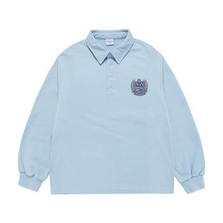 WASHING EMBO RUGBY SWEATSHIRT SKYBLUE