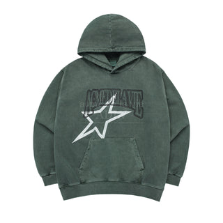 STAR AE LOGO PIGMENT WASHING HOODIE GREEN