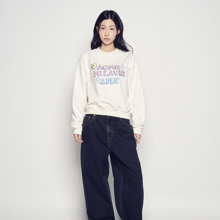 WOMAN AC BEAR CANDY CROP SWEATSHIRT CREAM