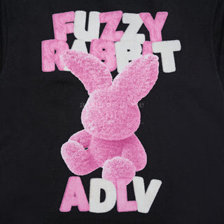 FUZZY FONT RABBIT SHORT SLEEVE T-SHIRT BLACK