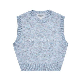 SYMBOL LOGO MULTI COLOR CROP KNIT VEST BLUE