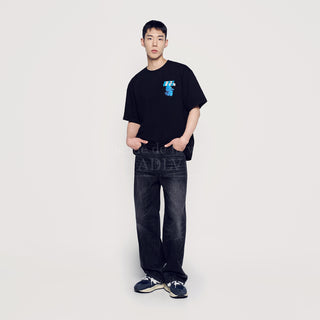 FUZZY FONT DRAGON SHORT SLEEVE T-SHIRT BLACK