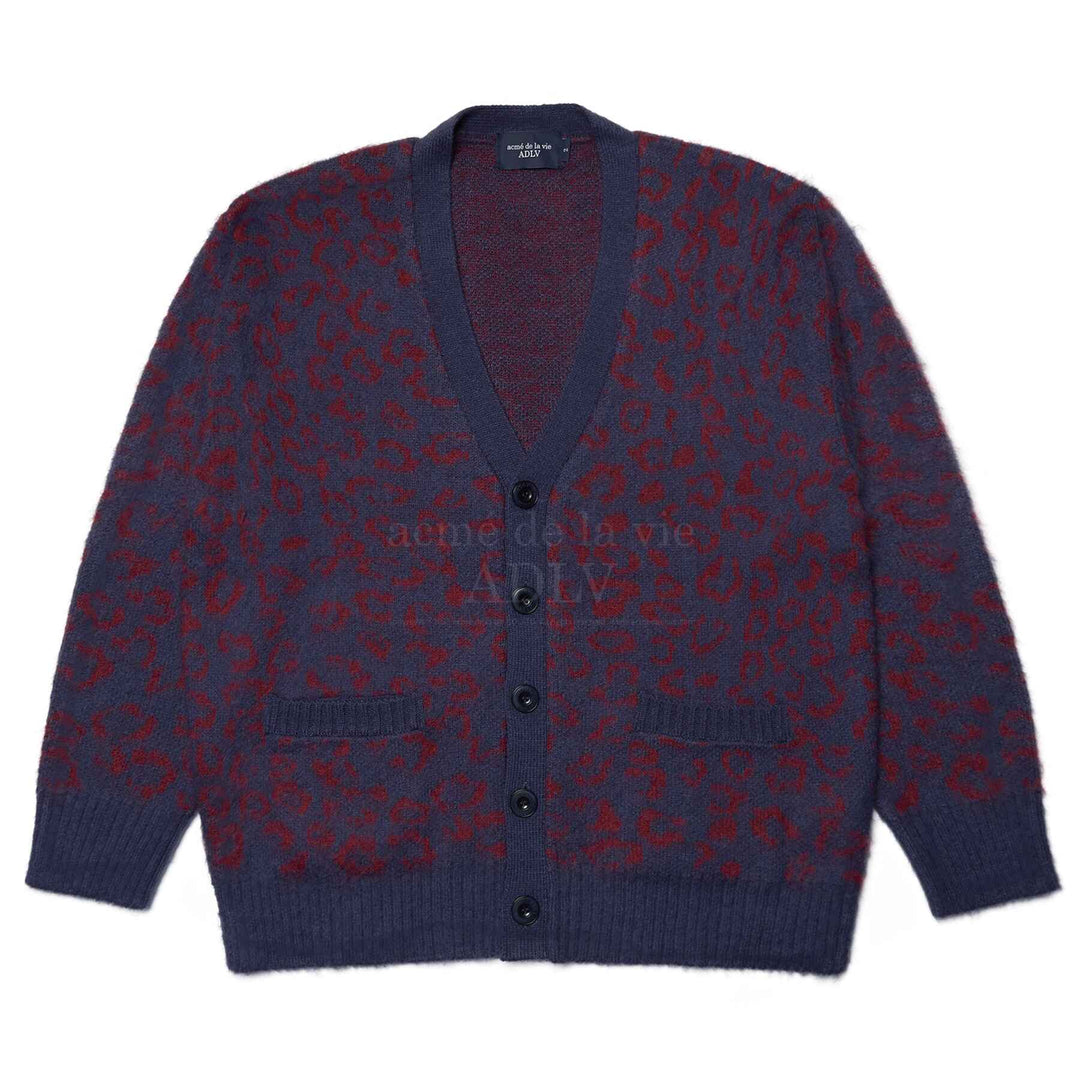 LEOPARD MOHAIR CARDIGAN NAVY