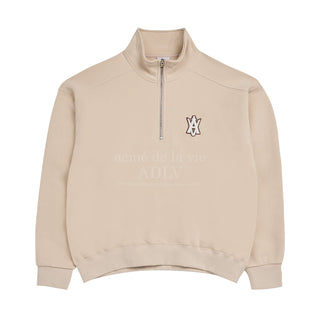 A LOGO EMBLEM PATCH BASIC PULLOVER SWEAT SHIRT BEIGE