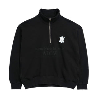 A LOGO EMBLEM PATCH BASIC PULLOVER SWEAT SHIRT BLACK