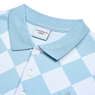 ARGYLE PATTERN PIQUE SHIRT SKYBLUE