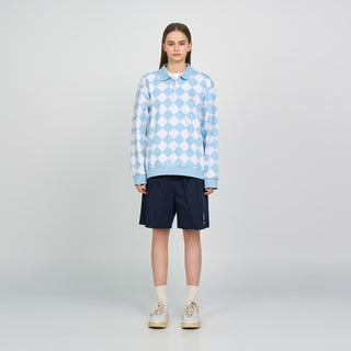 ARGYLE PATTERN PIQUE SHIRT SKYBLUE