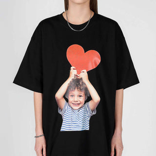 BABY FACE HEART BOY SHORT SLEEVE T-SHIRT BLACK