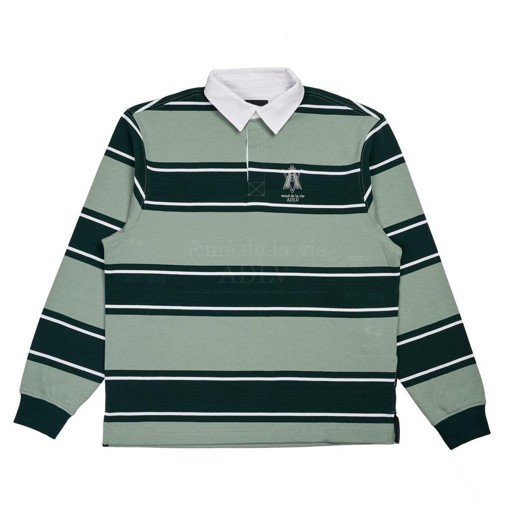 BELI SWEATER ADLV A LOGO EMBROIDERY STRIPE PATTERN POLO SHIRT GREEN