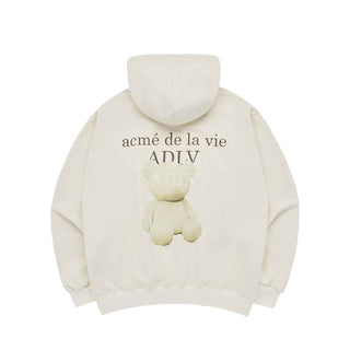 FUZZY BEAR HOODIE IVORY