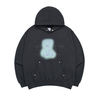 GRADATION METAL BEAR HOODIE CHARCOAL