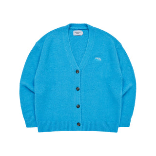 LETTERING LOGO MOHAIR CARDIGAN BLUE