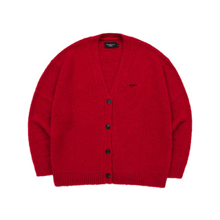 LETTERING LOGO MOHAIR CARDIGAN RED