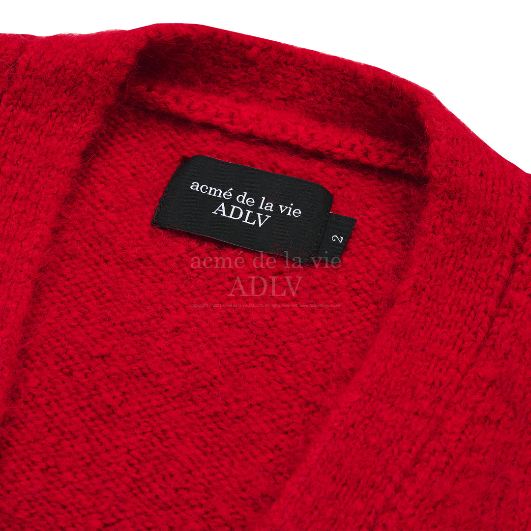 LETTERING LOGO MOHAIR CARDIGAN RED