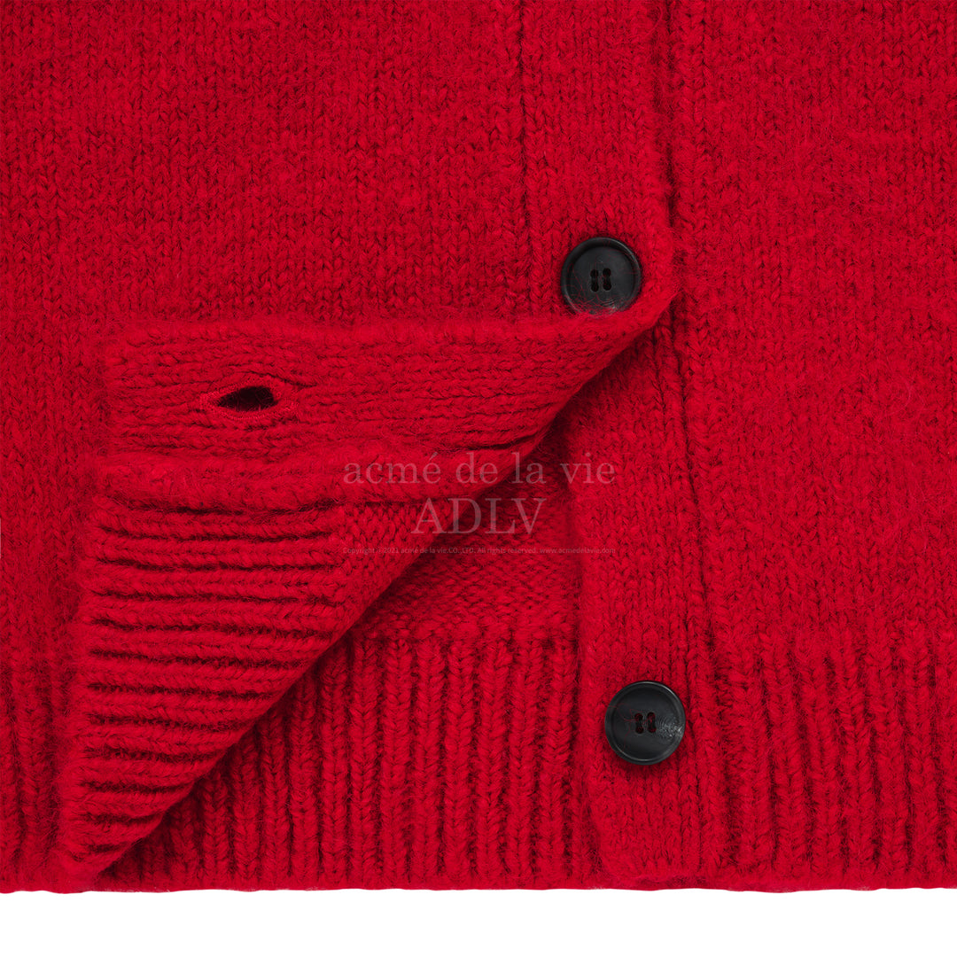 LETTERING LOGO MOHAIR CARDIGAN RED