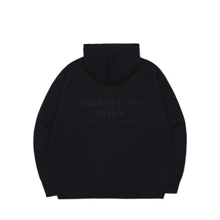 ROUND LOGO HOODIE KNIT BLACK