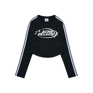 STAR LOGO CROP TRACK LONG SLEEVE T-SHIRT BLACK