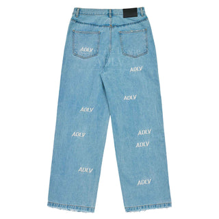 ADLV LOGO PATTERN DENIM PANTS BLUE