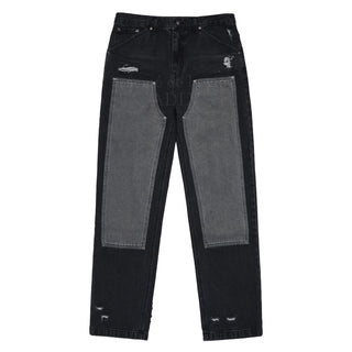 FATIGUE COLOR BLOCK DENIM PANTS BLACK