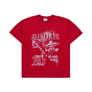 SPACE DOODLE ARTWORK SHORT SLEEVE T-SHIRT RED