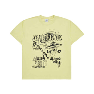 SPACE DOODLE ARTWORK SHORT SLEEVE T-SHIRT YELLOW