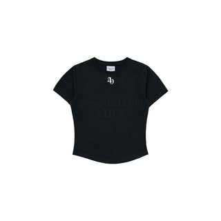 NEW SYMBOL LOGO ROUND CROP SHORT SLEEVE T-SHIRT BLACK