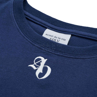 NEW SYMBOL LOGO ROUND CROP SHORT SLEEVE T-SHIRT NAVY