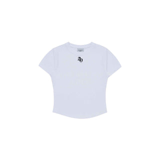 NEW SYMBOL LOGO ROUND CROP SHORT SLEEVE T-SHIRT WHITE