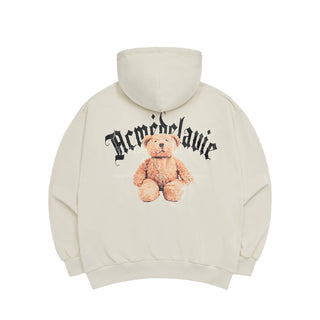 GOLD CHAIN BEAR DOLL HOODIE ZIP UP CREAM