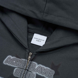 ADLV WORLD TOUR CROP HOODIE ZIP UP CHARCOAL