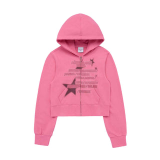 ADLV WORLD TOUR CROP HOODIE ZIP UP DARK PINK