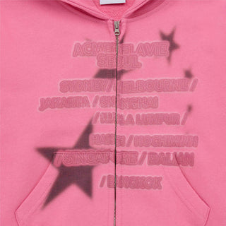 ADLV WORLD TOUR CROP HOODIE ZIP UP DARK PINK