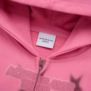 ADLV WORLD TOUR CROP HOODIE ZIP UP DARK PINK